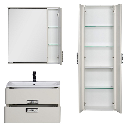 Aquanet Тумба с раковиной Паллада 80 слоновая кость – картинка-9