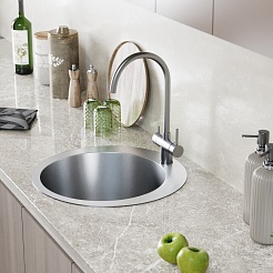 Mixline Мойка настольный монтаж D50 (3,0) выпуск 3 1/2 круглая сатин – фотография-5