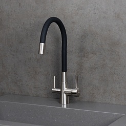 Lemark Смеситель для кухни Comfort LM3075BN-Black черный/никель – фотография-2