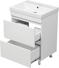 Misty Мебель для ванной Енисей 60 2 ящика белая – фотография-5