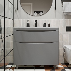 Vivon Тумба с раковиной Ostin 90 напольная серая матовая – фотография-2