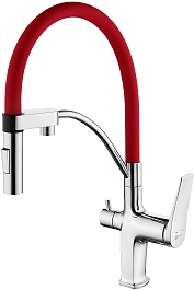 Lemark Смеситель для кухни Comfort LM3074C-Red красный/хром – фотография-1