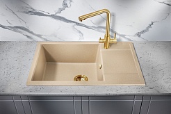 Milacio Мойка кухонная Navarra 78 Cuarzo бежевая – фотография-2