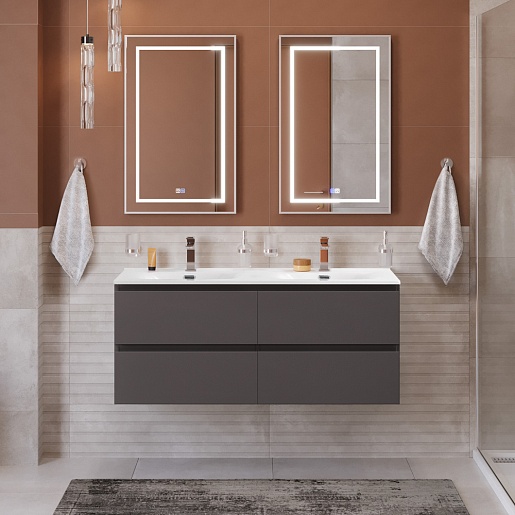 BelBagno Тумба с раковиной Kraft 120-2 подвесная Темно-Серый матовый с раковиной BB-8099-120-2 – фотография-12