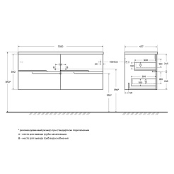 Cezares Тумба с раковиной Duet-N 120 с 4 ящиками подвесная sapfiro CZR-8095-120-2 – фотография-6
