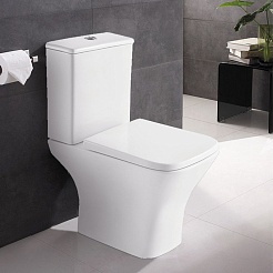 Azario Унитаз-компакт Nigel AZ-55T безободковый с бачком с сиденьем микролифт белый – фотография-2