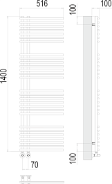 Terminus Полотенцесушитель водяной Астра П28 70x1400 хром – фотография-3