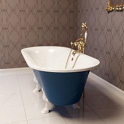 Фэма Ванна из литьевого мрамора Феррара (ножки бронза, слив-перелив бронза) – фотография-5