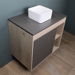 Teymi Тумба с раковиной Nura 80 Helmi Mini 24 подвесная дуб/графит – фотография-2