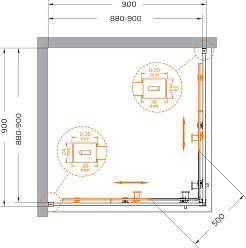Cezares Душевой уголок Relax 304 RELAX-304-A-2-90-C-GM 90x90 профиль оружейная сталь стекло прозрачное – фотография-8