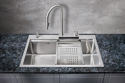 Milacio Мойка кухонная Denia 75 Steel со смесителем нержавеющая сталь – фотография-4