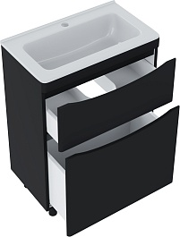 Vivon Тумба с раковиной Ostin 60 напольная черная матовая – фотография-7