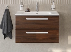 Cezares Тумба с раковиной Eco Cer-N 80 орех шоколад софт CZR-8095-80 ручки сатин