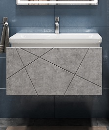 Vigo Тумба с раковиной Geometry 800-0-1 подвесная бетон – фотография-5