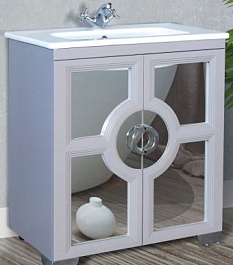 Атолл Тумба для умывальника Бишо белый матовый, патина серебро – фотография-1