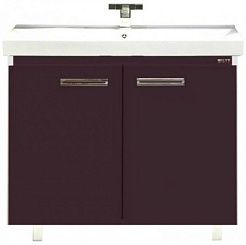 Misty Тумба с раковиной Джулия QVATRO 90 прямая бордовая – фотография-1