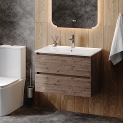 Teymi Тумба с раковиной Laina 75 подвесная дуб темный – фотография-4