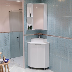 Mixline Тумба с раковиной Корнер 63.5 угловая белая – фотография-9