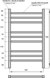 Point Полотенцесушитель электрический Веста П9 500x800 PN70758BR бронза – фотография-3