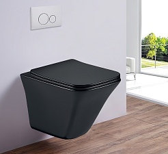 Esbano Унитаз Luchena-C подвесной безободковый черный матовый – фотография-2
