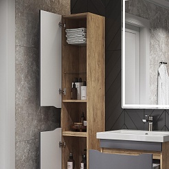 Vigo Шкаф пенал Wave 300 графит/дуб золотой – фотография-2