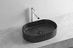 Ceruttispa Раковина накладная 50 CR0055B MMB1 мрамор черный матовый – фотография-2