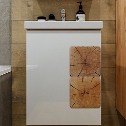 Бриклаер Тумба под раковину Форест 50 подвесная белый/дуб золотой – фотография-1