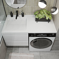 Vivon Тумба с раковиной под стиральную машину Harper 120 L подвесная белый глянец – фотография-4