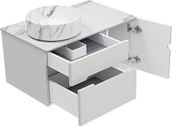 Brevita Мебель для ванной Pallisandro 80 L подвесная серая матовая – фотография-7