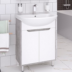 Runo Тумба под раковину Эко 50 белая матовая/серый бетон – фотография-2