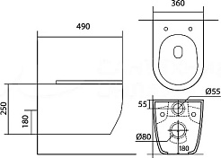 Aquatek Унитаз подвесной Европа New AQ1106-00 в комплекте с инсталляцией Standard INS-0000012 с клавишей смыва KDI-0000017 матовая черная и крепления KKI-0000002 – фотография-7