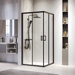 RGW Душевой уголок Passage PA-39B 80x80 профиль черный стекло прозрачное – фотография-2
