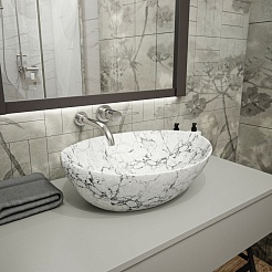 Teymi Раковина накладная в ванную Lori 40 белый мрамор T50495 – фотография-2