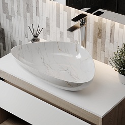 Teymi Раковина накладная Ellie W 60 T50593 белый мрамор – фотография-5