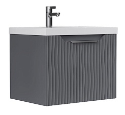 Equil Тумба с раковиной Mirage 60 1 ящик подвесная графит софт – фотография-1