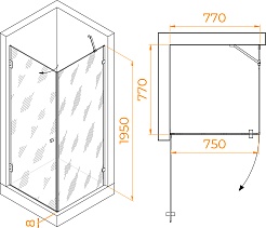 RGW Душевой уголок Hotel HO-034 80x80 профиль хром стекло прозрачное – фотография-3