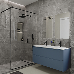 Зов Тумба с раковиной Дион 120 подвесная серо-синий – фотография-2