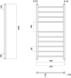 Domoterm Полотенцесушитель Медея П10 500x1000 золото – фотография-3