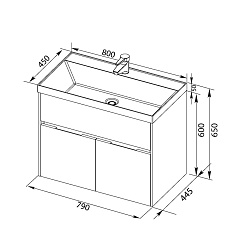Aquanet Тумба с раковиной "Латина 80" бордо (179930) – фотография-2