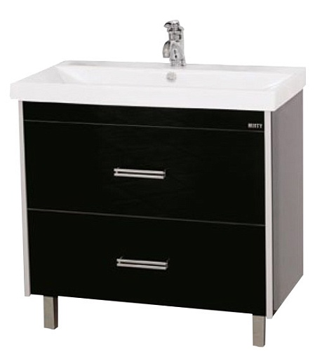 Misty Тумба для умывальника Джулия 90 QVATRO 2 ящика черная – фото, картинка, фотография-1