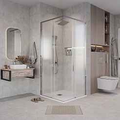 Grossman  Душевой уголок Galaxy 90x90x195 профиль хром стекло шиншилла – фотография-4