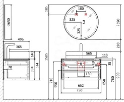 Jorno Тумба с раковиной Shine 75 белая Shi.01.75/P/W – фотография-5