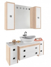 Водолей Тумба подвесная "Сильвия S-40 25" L белый/дуб – фотография-3