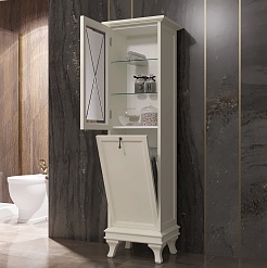 Opadiris Шкаф-пенал для ванной Борджи 45 L с корзиной, слоновая кость – фотография-4