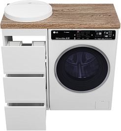 Brevita Тумба с раковиной Grafit 100 под стиральную машину белая/махагон – фотография-7