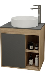 Teymi Тумба с раковиной Nura 70 дуб эврика/графит матовый T60530 раковина T50105 – фотография-1