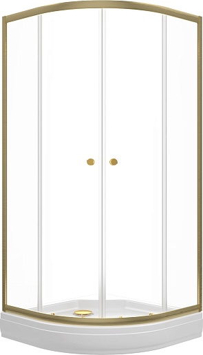 Triton Душевой уголок Альфа-Голд 90x90 стекло прозрачное профиль золото с поддоном – фото-1