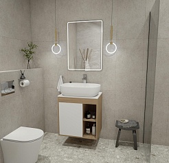 Teymi Тумба с раковиной Nura 60 дуб эврика/белый матовый T60527 раковина T50202 – фотография-2