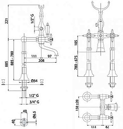 Cezares Смеситель NOSTALGIA-VDPS-03/24 для ванны – фотография-2
