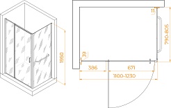 RGW Душевой уголок Passage PA-078-1B (PA-008B + Z-060-2B) 110x80 профиль черный стекло прозрачное – фотография-3